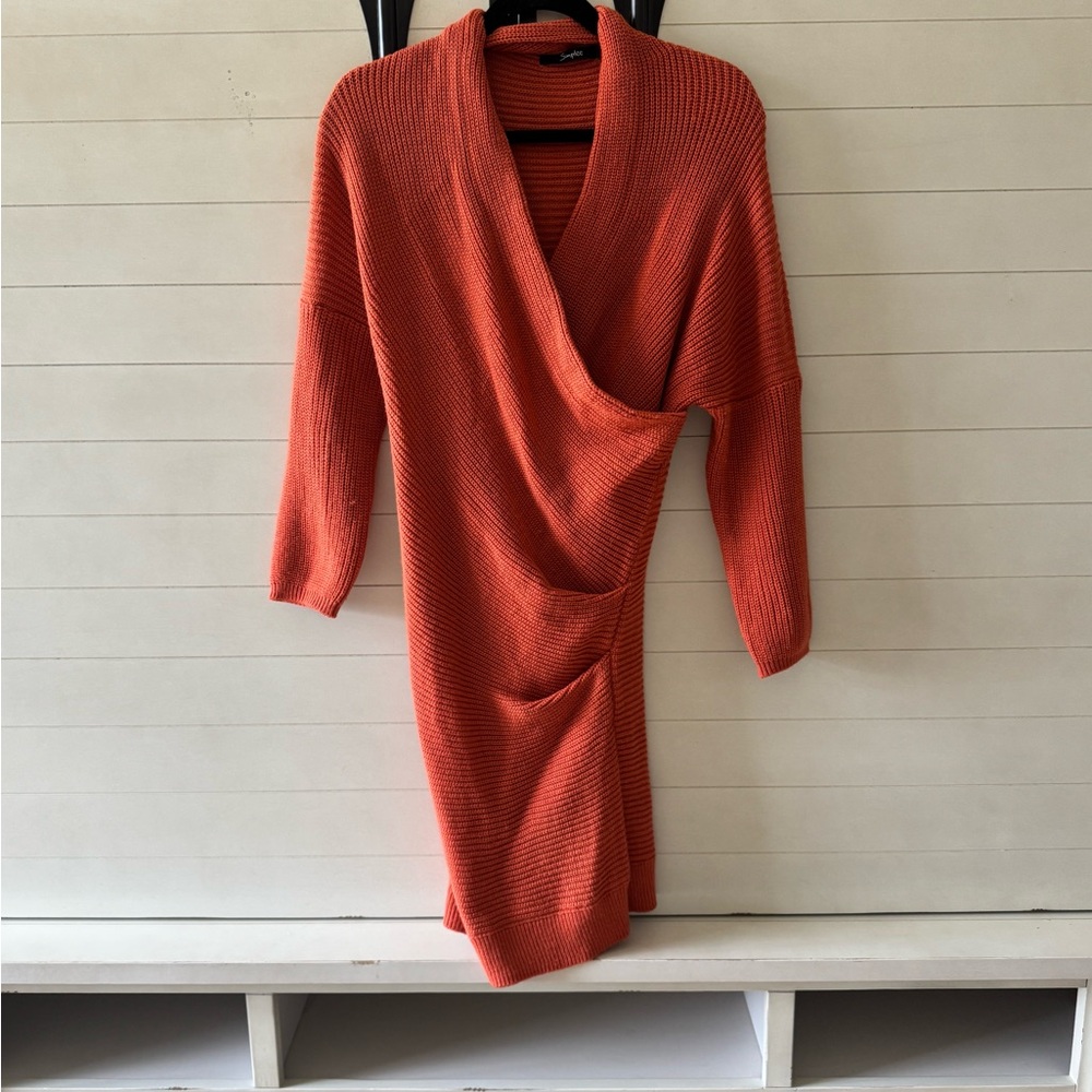 Rust Orange Knit Sweater Dress